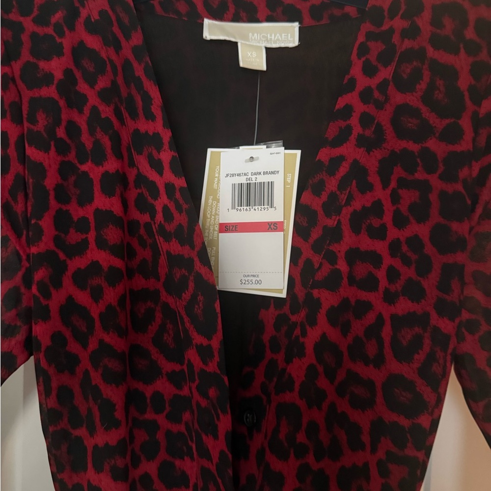 Michael Kors Red and Black Animal Print Dress